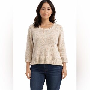 J Jill crewneck pullover sweater Heather cream brown Medium petite NWT